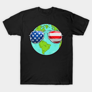 American Flag Patriotic Earth Day T-Shirt